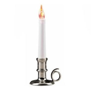 Flackerkerze LED 21cm. Halter silberfarben