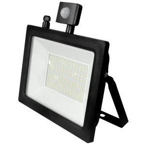 LED Fluter. 100W. 9000lm. neutralweiß. Bewegungsmelder. schwarz
