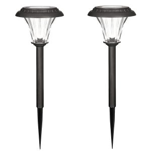 2er SET XL Solar-Gartenleuchten. Metall/schwarz. mit Erdspieß