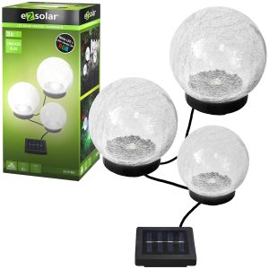 3er Set Solar Kugellampen Glas Licht weiß / bunt umschaltbar 3er Set Solar Kugellampen Glas Licht weiß / bunt umschaltbar