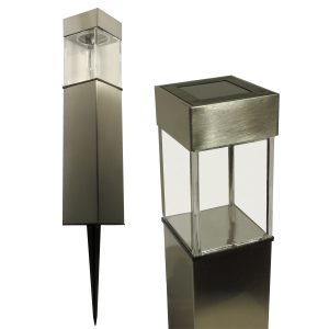Solar Leuchte „Square“. 39cm. Edelstahl. Erdspieß