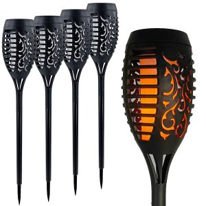 4er Set Solar Gartenfackeln. flackerndes LED-Licht 4er Set Solar Gartenfackeln. flackerndes LED-Licht