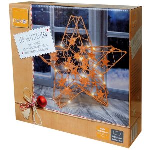 Weihnachts-Stern mit 15 LED-Lichtern Goldfarben