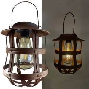 Solar Hängeleuchte. LED Filament Birne. Gehäuse rostbraun