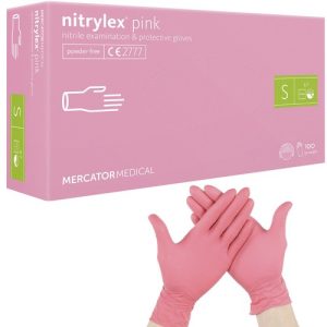 100 Schutzhandschuhe Einmalhandschuhe Nitril S. pink