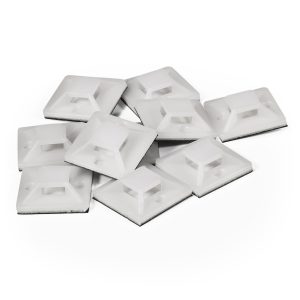 Kabelsockel selbstklebend für Kabelbinder 25x25mm. 10St. weiß