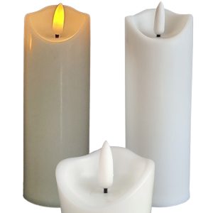 Kerze 12.5cm Höhe Echtwachs mit realistischem LED-Licht