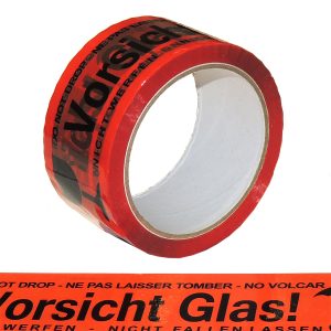Klebeband „Vorsicht Glas!“. rot. 66m Länge x 48mm Breite