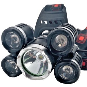 Profi Kopf- & Stirnlampe 5 Cree LED. inkl. Akku & Ladegeräte