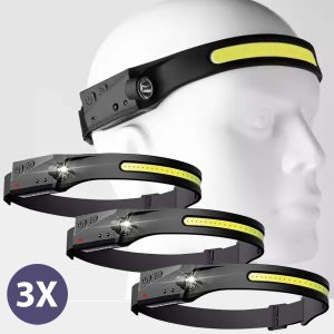 3er Set LED Kopflampe / Stirnlampe Ultraleicht. Akku-Betrieb inkl.