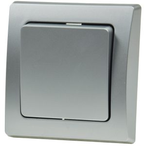 Kreuzschalter inkl. Rahmen. Delphi-Serie silber