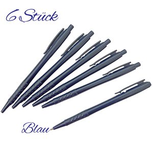 Kugelschreiber blau mit Clip im 6er Pack