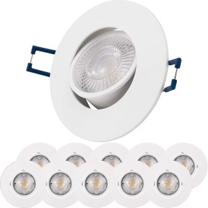 10er Spar-Set LED Einbaustrahler. 4.5W. schwenkbar. weiß. CCT 3000K-6000K