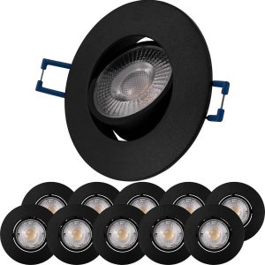 10er Spar-Set LED Einbaustrahler. 4.5W. schwenkbar. schwarz. CCT 3000K-6000K