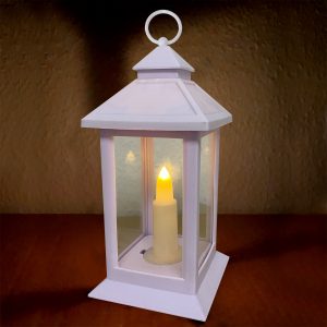 Laterne weiß mit LED Kerze
