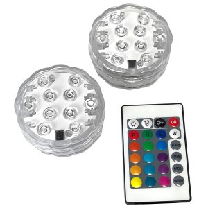 LED-Unterwasserleuchte RGB Licht P68 wasserdicht Fernbedienung 2er-Set