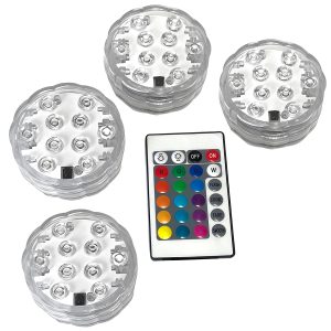 LED-Unterwasserleuchte RGB Licht P68 wasserdicht Fernbedienung 4er-Set