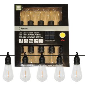 LED Solar Lichterkette. 10 Filament Lampen. 7.5m