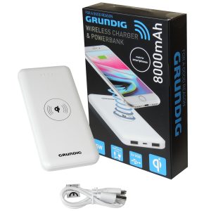 Grundig Powerbank 8000mAH mit Wireless Charger. Qi – Standard