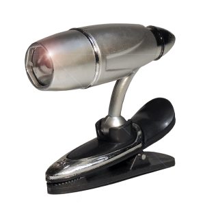 Leselampe mit Clip drehbar. silber