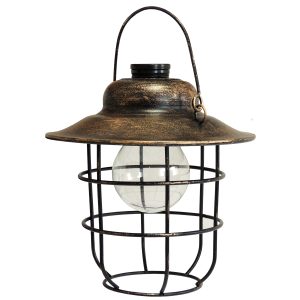 Solarbetriebene LED-Hängelampe Retro-Design. Messingoptik