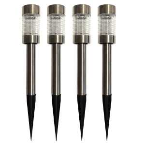Premium Solar-Leuchten 4er-Set. Edelstahl + Glas B-WARE