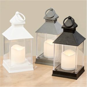 Laterne mit LED Kerze in diversen Farben
