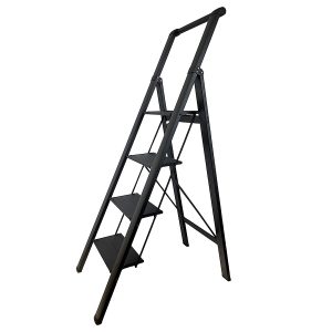 Haushaltsleiter 4-stufig mit Haltebügel Aluminium schwarz