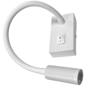 Lese-Wandlampe weiß mit flexiblem Schwanenhals 3W LED