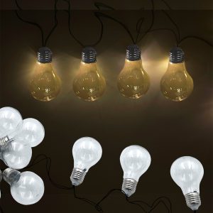 LED Solar Lichterkette. 10 Lampen Birnenform. Länge 3.8m