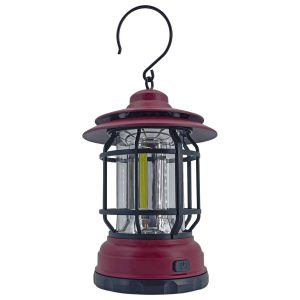 Retro Camping-Laterne rot. COB-LED