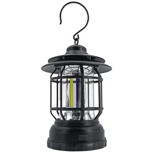 Retro Camping-Laterne schwarz. COB-LED