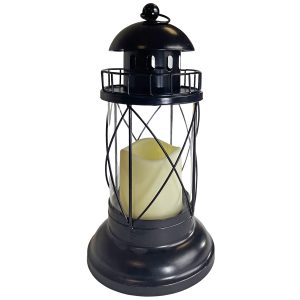 Laterne Leuchtturm mit bewegtem LED-Licht. Schwarz