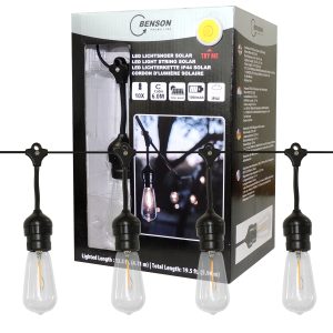 LED Solar Lichterkette. 10 Filament Lampen 6m