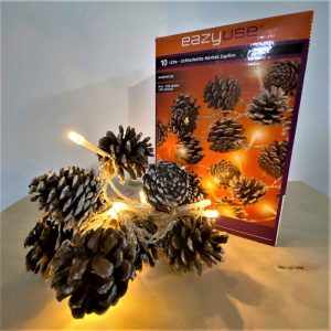 Lichterkette Zapfen 10 LED 1.2m warmweiß Timer