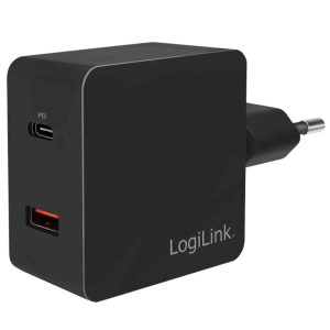 Dual USB-C 2-Port Schnellladegerät PD 18W. schwarz