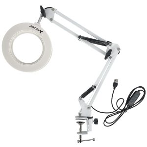 LED Lupenleuchte dimmbar Lichtfarbe einstellbar. USB. weiß