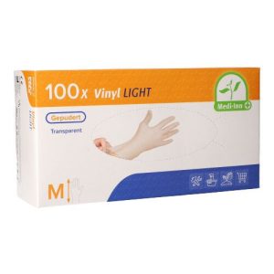 100 St. Vinyl-Handschuhe. gepudert. transparent. Größe M
