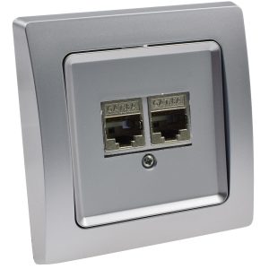 Netzwerk-Dose 2x CAT6. Delphi-Serie silber