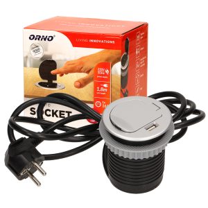 Tisch-Einbausteckdose Schuko 230V 1fach + 1xUSB