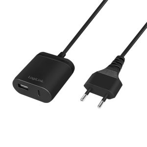Dual-USB-Ladeadapter 1.5m Kabel 1x USB-A 1x USB-C. 12W