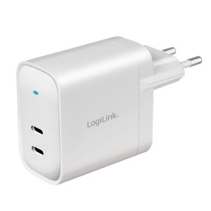 USB-Ladeadapter 2x USB-C-Port GaN-Technologie PD 65W weiß