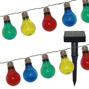 LED Solar Lichterkette. 10 farbige Lampen. Länge 4.7m