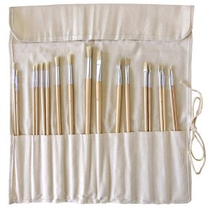 Borstenpinsel flach/rund / 2x9er Set / Baumwolltasche