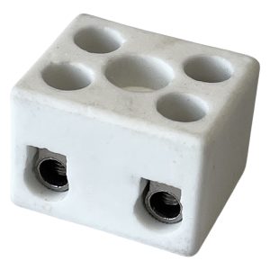 Porzellan Klemme für 2x 2.5mm² hitzebeständig weiß