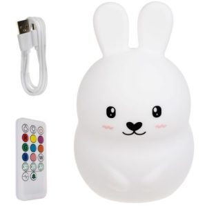 LED-Nachttischlampe Silikon Hase mit Farbwechsel. Fernbedienung