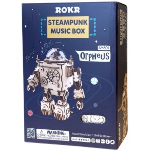 Robotime Orpheus Roboter Bausatz Modell Holz AM601 LED + Spieluhr