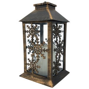 Vintage Laterne „Schneeflocke“ LED Kerze. Kupfer patiniert