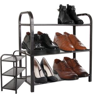 Schuhregal mit 3 Regalen. schwarz