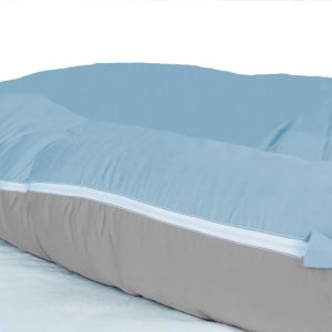 Schwangerschaftskissen anschmiegsamer Plüsch-Stoff grau/blau